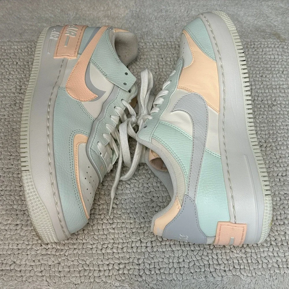 Nike Air Force 1 Shadow Sail Womens 9 Pastel Blue Pink Sneakers Streetwear Shoes
